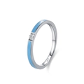 Elegante anello in argento sterling S925 con smalto blu chiaro e brillante pietra di zircone - US 5 / Blu