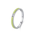 Anello minimalista in argento S925 con smalto verde lime e pietra di zirconia - US 5 / Verde