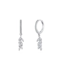 Elegante 925 sterling zilveren blad oorbellen met marquise-zirkonia kristallen - EH205 Oorbellen / 925 zilver