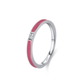 Anello minimalista in argento sterling S925 con smalto rosa e pietra di zircone - US 5 / Rosa