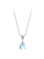 Collar de gota en plata S925 con piedra de luna en forma de pera y circón brillante - Collar de Piedra de Luna Gota de Agua (TL234) / Plata 925