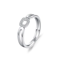 S925 Sterling Silber Ring mit Zirkonia-Besatz und elegantem Hohl-Design in Silber - Ring Ohne Ohrringe (JZ2068-5) / 925er Silber