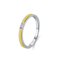 S925 sterling silver ring featuring vibrant yellow enamel and a sparkling round center stone - Yellow