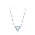 Minimalist S925 sterling silver necklace with hollow triangle turquoise pendant on white background - Triangle Style (TL232)