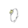 Elegant S925 sterling silver ring with oval olive green gemstone on white background - Ring (JZ2069-5) / 925 Silver