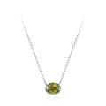 S925 Sterling Silver necklace featuring an oval olive green gemstone pendant for women - Necklace (TL248) / 925 Silver