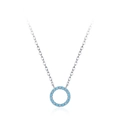 Elegant S925 sterling silver geometric pendant necklace featuring turquoise blue beads - Openwork Circle Style (TL231)