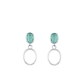 S925 Silber Ohrstecker mit ovalem Paraiba Grünstein und runden Metall-Anhängern - Ohrstecker (ED3462)
