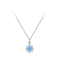 Collana in argento sterling S925 con ciondolo a fiore blu e gemma centrale incastonata - Collana (TL239) / Argento 925