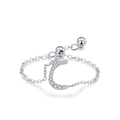 Anello a catena regolabile in argento 925 con lettera araba Haa e zirconi pavé - Lettera Araba Haa (JZ2001) / Argento