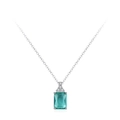 Collana minimalista in argento S925 con pendente rettangolare in pietra preziosa blu acqua - Collana TL252 / Argento 925