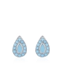 Pendientes de botón en plata S925 con esmalte azul turquesa y piedra en forma de pera - Pendientes de Botón Gota (ED3466) / Plata 925