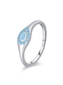 Anillo elegante de plata S925 con gota de esmalte turquesa y diseño de halo - US 5 / Anillo de Gota (JZ2084) / Plata 925