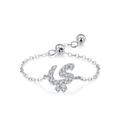 Anello a catena regolabile in argento S925 con calligrafia araba e zircone - Calligrafia Araba (JZ2013) / Argento
