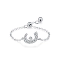 Anello a catena regolabile in argento sterling S925 con pendente a ferro di cavallo - Ferro di Cavallo a U (JZ2016) / Argento