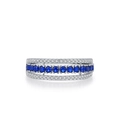 925 Sterling Silver eternity ring with three rows of blue and white zircon stones - US 5 / Silver Blue Style (JZ2087B)