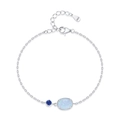 Elegante bracciale in argento S925 con opale ovale e pietra preziosa blu scuro - Bracciale (SL1810) / Argento 925