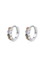 Orecchini a cerchio in argento S925 con zirconi colorati a forma di cuore argento - Taglia unica / Orecchini a Cuore (EH204)