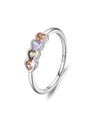 Anello in argento S925 con quattro zirconi multicolore a forma di cuore incastonati - US 5 / Anello a Cuore (JZ2110-5)