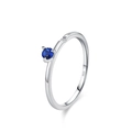 S925 Sterling Silver ring featuring a round deep blue zircon and minimalist geometry - Dark Blue Round (JZ2102)