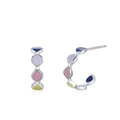 S925 Sterling Silber Creolen mit buntem Emaille im modischen Regenbogen-Dopamin-Stil - 925er Silber / Bunte Emaille C-förmige Ohrstecker (EH218)
