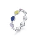 Wellenförmiger Ring aus S925 Sterlingsilber mit buntem Emaille-Inlay-Design - 925er Silber / Bunter Wellenring-US 5 (JZ2144-5)