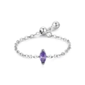Verstellbarer Ring aus 925 Sterlingsilber mit lilafarbenem Marquise Edelstein - Einheitsgröße / Februar - Lila (JZ2127)