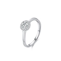 Anello halo scintillante in argento sterling S925 con zircone tondo per proposta - US 5 / Stile del Design dell'Incastonatura Halo (JZ2155) / Argento