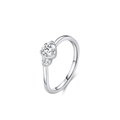 Elegant S925 sterling silver three-stone ring with a large central round cubic zirconia - Three-Stone Classic Elegant Style (JZ2156)