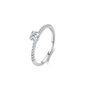 Elegant S925 sterling silver engagement ring with four-prong round solitaire and side stones - Four-Claw Solitaire Pavé Style (JZ2157)