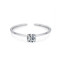 Anello minimalista in argento sterling S925 con zircone trasparente taglio brillante - US 5 / Aprile (JZ2119)