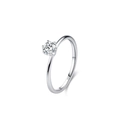 Anello solitario classico in argento sterling S925 con diamante rotondo a sei griffe - US 5 / Anello Solitario Sottile a Quattro Griffe (JZ2153) / Argento