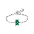 Ring aus 925er Sterlingsilber mit grünem Zirkon im Smaragdschliff und Kette - Einheitsgröße / Mai - Grün (JZ2130G)