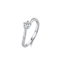 Anello classico in argento sterling S925 con zircone rotondo a quattro griffe - US 5 / Stile Solitario Classico a Quattro Griffe (JZ2152) / Argento