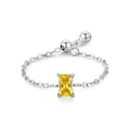 Verstellbarer S925 Sterling Silber Kettenring mit gelbem Geburtsstein für Damen - Einheitsgröße / November - Gelb (JZ2130Y)