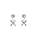 Elegante S925 Sterlingsilber Ohrhänger mit doppelten Sternen und funkelnden Zirkonia-Steinen - 925er Silber / Ohrstecker (ED3522)