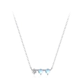 925 silver necklace with horizontal moonstone and zircon pendant on white background - 925 Silver / Necklace (TL291)