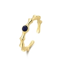 Anello in argento 925 stile bambù con lapislazzuli tondo e finitura dorata - US 5 / Anello JZ2168B / Argento 925