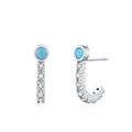 Orecchini vintage in argento S925 con turchese e zirconi bianchi micro-incastonati - Argento 925 / Argento
