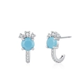 Elegantes pendientes de plata S925 con turquesa azul y circonitas blancas brillantes - Plata 925 / Plateado ED3499B