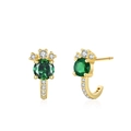 Pendientes de plata S925 con piedras verdes redondas y circonitas en baño de oro - Plata 925 / Dorado ED3499G