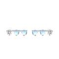 S925 sterling silver stud earrings featuring round moonstones in a sleek curved design - 925 Silver / Earrings (ED3516)