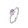 Elegante anello in argento S925 con gemma rosa rotonda e accenti in zircone - US 5 / Rosa