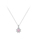 Halskette aus 925er Silber mit Sonnenblumen-Anhänger und rosa Zirkonia-Stein - 925er Silber / Halskette (TL317)