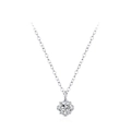 Klassische S925 Sterling Silber Blumen Halskette mit glänzendem rundem Zirkonia Anhänger - Halskette (TL310) / 925er Silber