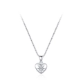 Elegant S925 sterling silver heart necklace with a sparkling starburst pendant on a link chain - 925 Silver / Necklace TL311