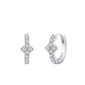 Eleganti orecchini huggie in argento S925 con stella di zirconi scintillanti - Orecchini con Stella a Quattro Punte (EH235) / Argento 925