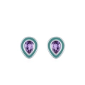 Orecchini a lobo in argento 925 con ametista a goccia e bordo in smalto turchese - Argento 925 / Pera Viola (ED3533)