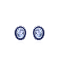 Orecchini in argento S925 con zircone blu chiaro e dettagli in smalto blu scuro - Argento 925 / Ovale Blu (ED3531)