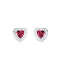 Orecchini a perno a cuore in argento 925 con corindone rosso e taglio brillante - Argento 925 / Cuore Rosso (ED3532)
